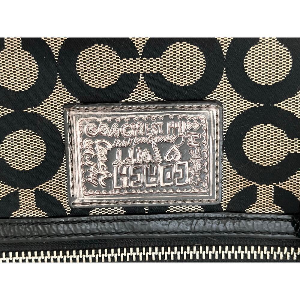 Coach Poppy Jacquard Signature C Print Wristlet Wallet Tan Black - Picture 3 of 8